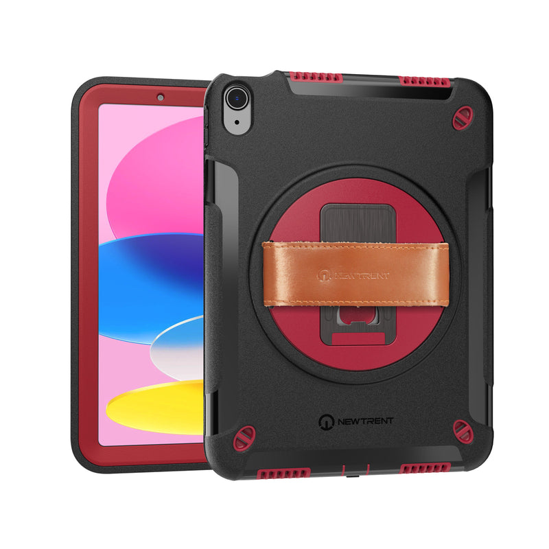 Gladius iPad Air 11-inch (M3 2025 / M2 2024, 7th / 6th Gen) Rugged Case | Built-in Screen Protector, 360° Rotating Kickstand, Genuine Leather Hand Strap, Detachable Shoulder Strap – NT606GR