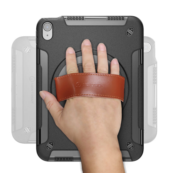 Gladius iPad Air 11-inch (M3 2025 / M2 2024, 7th / 6th Gen) Rugged Case | Built-in Screen Protector, 360° Rotating Kickstand, Genuine Leather Hand Strap, Detachable Shoulder Strap – NT606GR