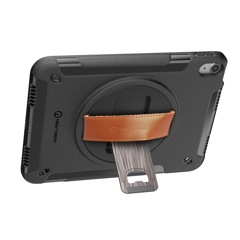 Gladius iPad Air 11-inch (M3 2025 / M2 2024, 7th / 6th Gen) Rugged Case | Built-in Screen Protector, 360° Rotating Kickstand, Genuine Leather Hand Strap, Detachable Shoulder Strap – NT606GR
